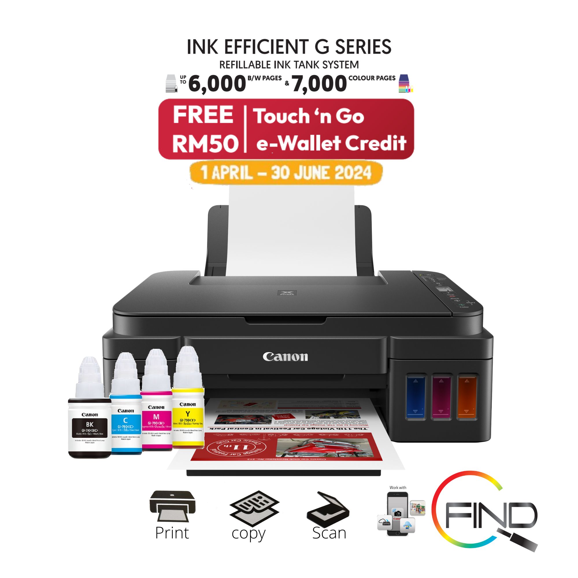 Canon PIXMA G3770 AIO A4 Printer (White) Print/Scan/Copy Wireless ...