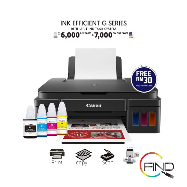 CANON PIXMA G3010 AIO ALL IN ONE REFILLABLE INK TANK SYSTEM WIFI PRINTER can Print/Scan/Copy - Image 2
