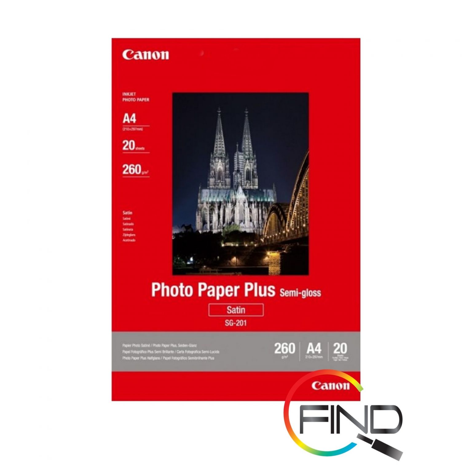 Canon SG201 A4 Photo Paper Plus SemiGloss (20 sheets)(260g/m2) For
