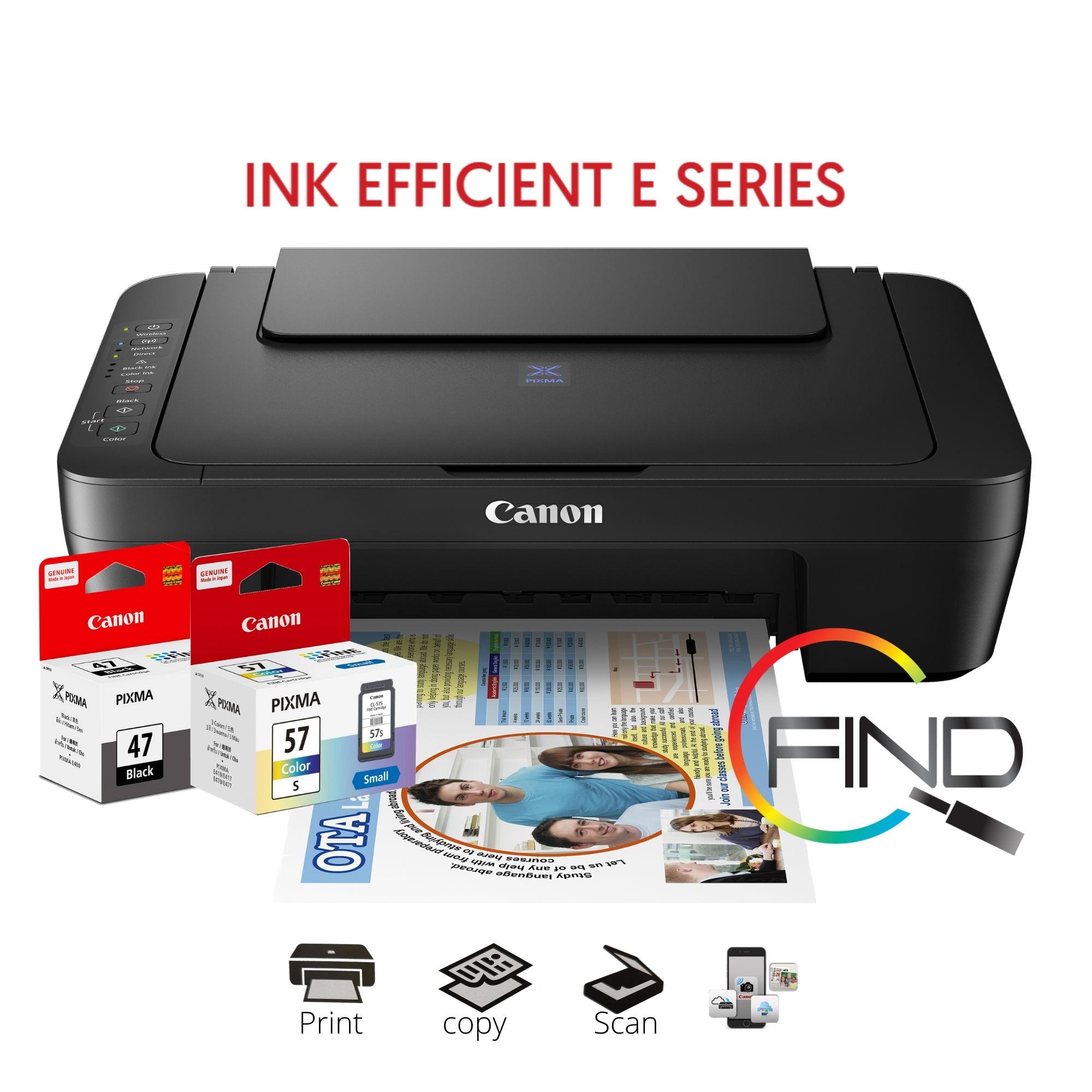 CANON PIXMA E470 AIO ALL IN ONE WIFI PRINTER (PRINT/ SCAN/COPY) support  WiFi/Google Cloud Print/Pixma Cloud Link – FindC
