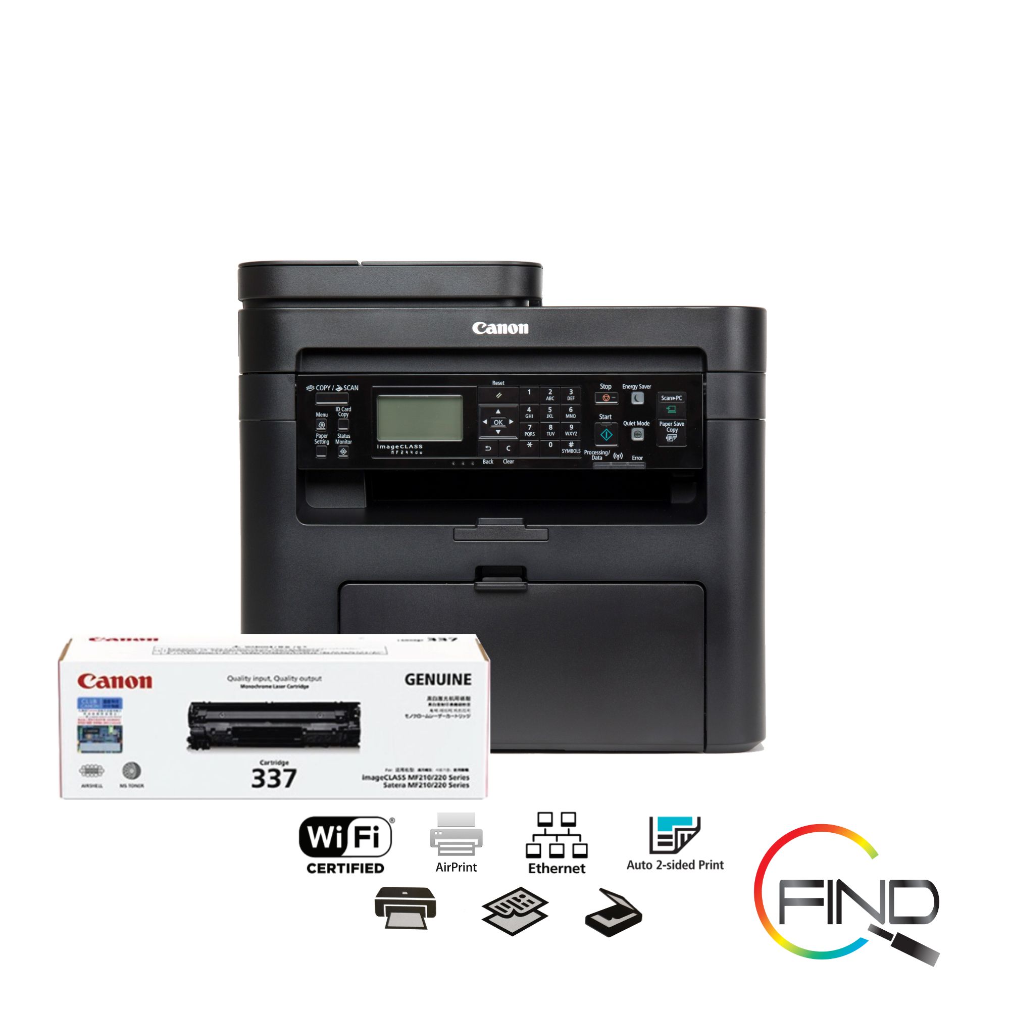 CANON imageCLASS MF244DW ALL IN ONE WIFI LASER PRINTER (PRINT/COPY/SCAN) with duplex print, auto document feeder and wireless connection (FINDC)