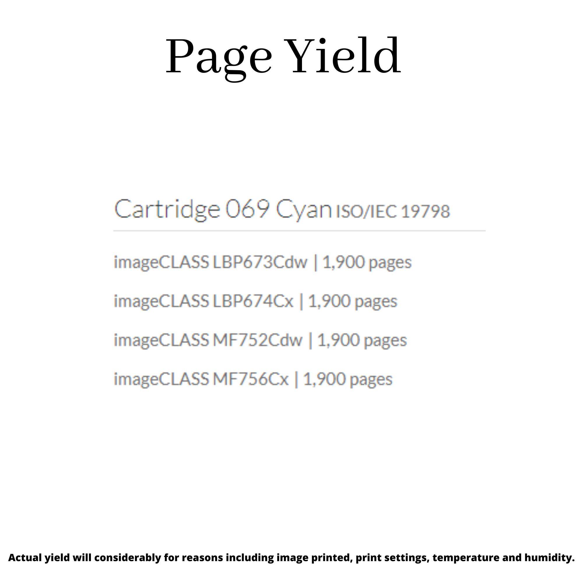 Canon Cartridge 069 Cyan Toner for LBP673Cdw LBP674Cx MF752Cdw  MF756Cx (1900pages) – FindC
