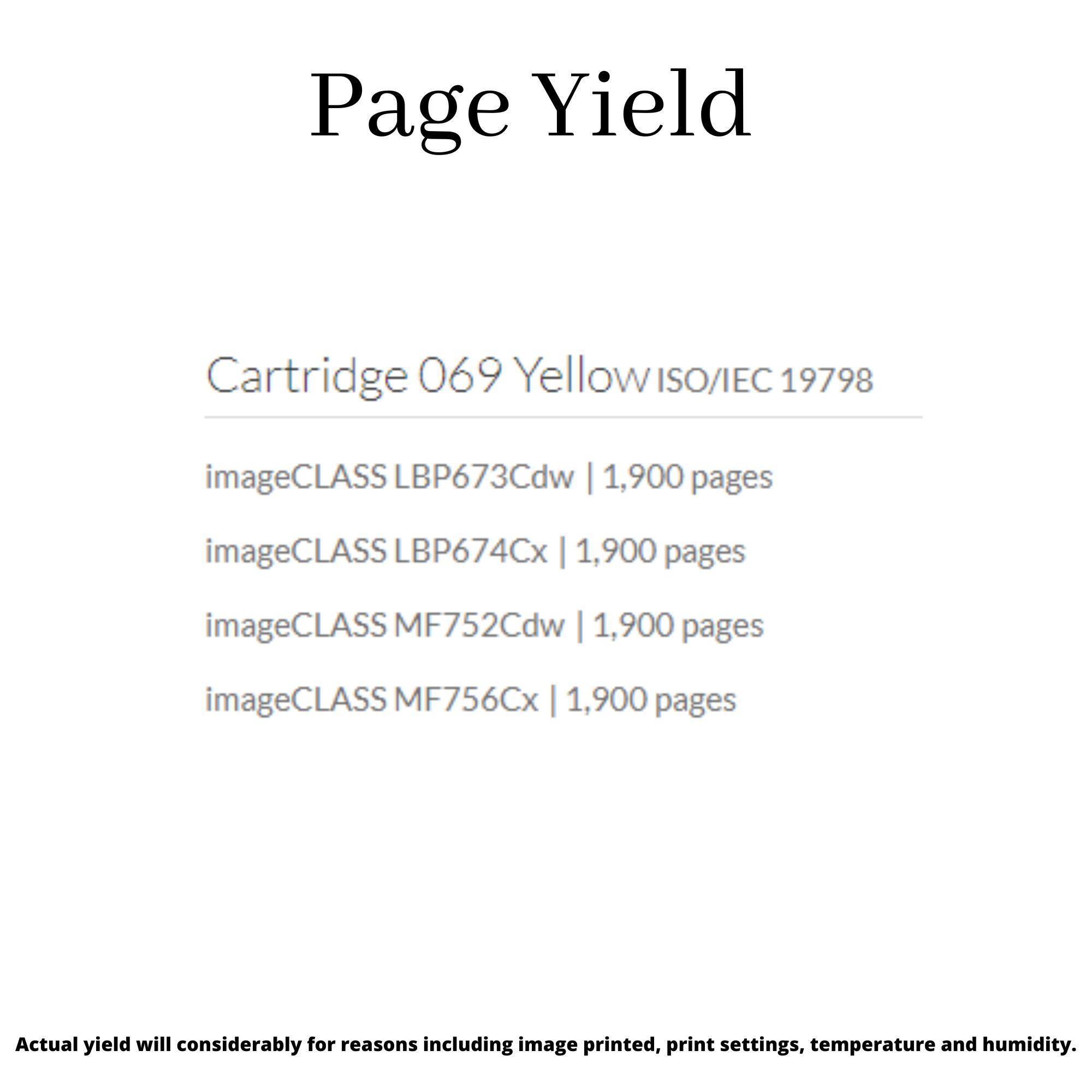 Canon Cartridge 069 Yellow Toner for LBP673Cdw LBP674Cx MF752Cdw  MF756Cx (1900pages) – FindC