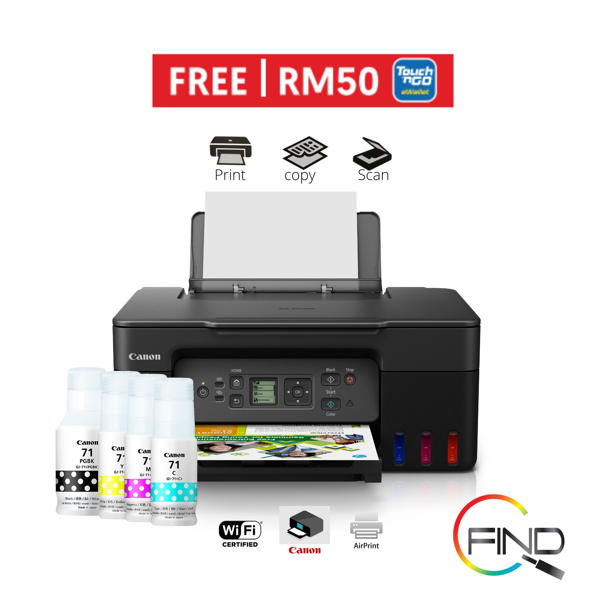 CANON PIXMA G4010 AIO ALL IN ONE (PRINT/SCAN/COPY/FAX) REFILLABLE INK