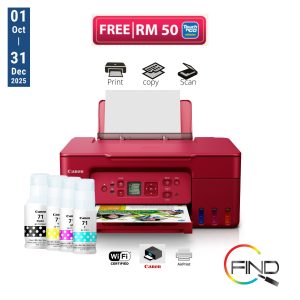 Canon PIXMA G3770 AIO A4 Printer (Red) Print/Scan/Copy Wireless Refillable Ink Tank Printer with Low-Cost Printing