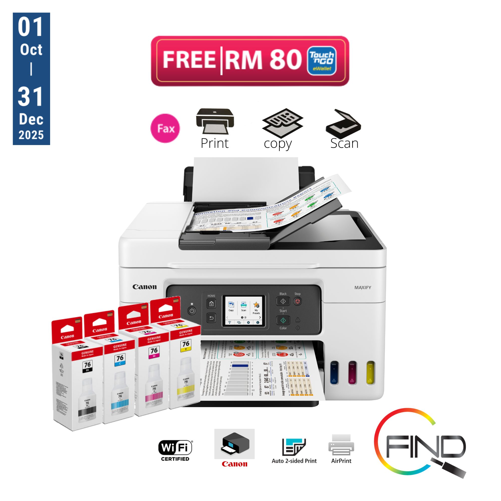 Canon MAXIFY GX4070 High-Performance Wireless Ink Tank A4 Printer for direct Print InkJet PVC Card ( 0.7mm Paperboard)