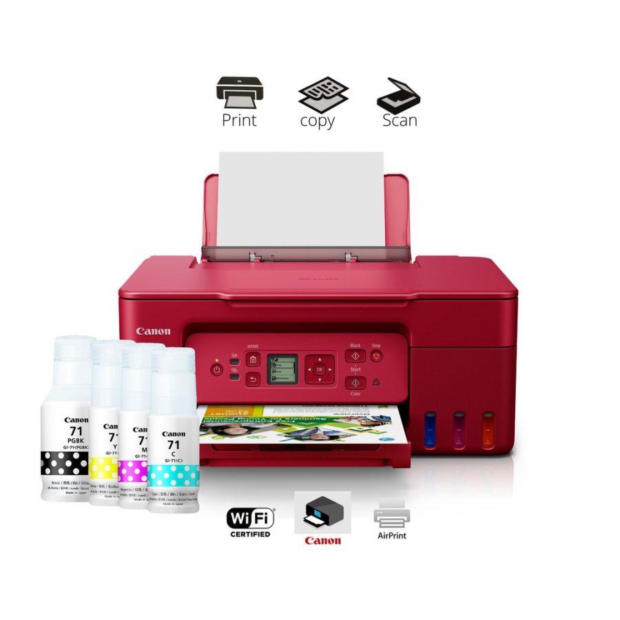 Canon PIXMA G3770 AIO A4 Printer (Red) Print/Scan/Copy Wireless ...
