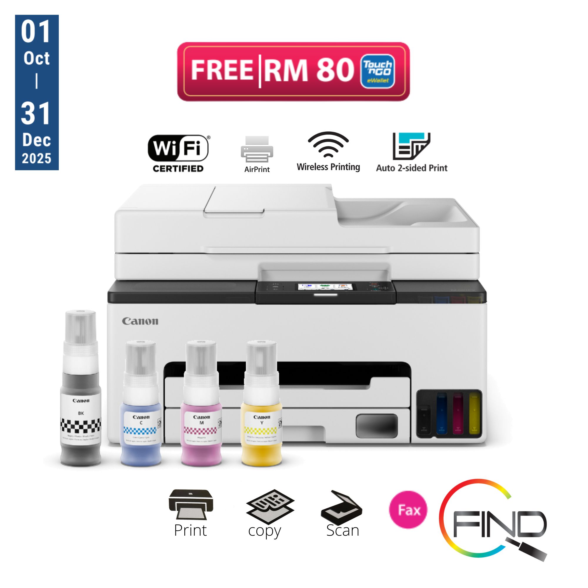 Canon MAXIFY GX2070 MegaTank Wireless Multi-Function Auto Duplex with ADF Fax A4 Printer Support Lan