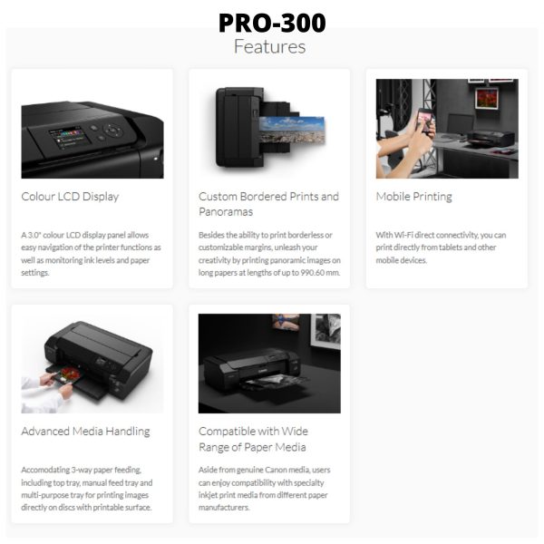 Canon Pixma Pro-300/Pro-310 A3+ Size Professional Photo Printer ( With Wifi / Ethernet / Airprint / 10 colors ink system ) - Image 5