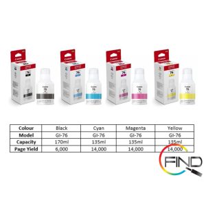 Canon GI-76 BK/C/M/Y Cartridge for GX3070/GX4070/GX5070/GX6070/GX7070/GX5170 Printer
