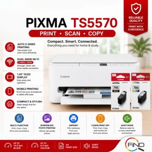 Canon PIXMA TS5570 AIO Wireless Inkjet Printer | Scan, Copy, Print | Auto Duplex | Mobile Print | AirPrint | Auto Duplex